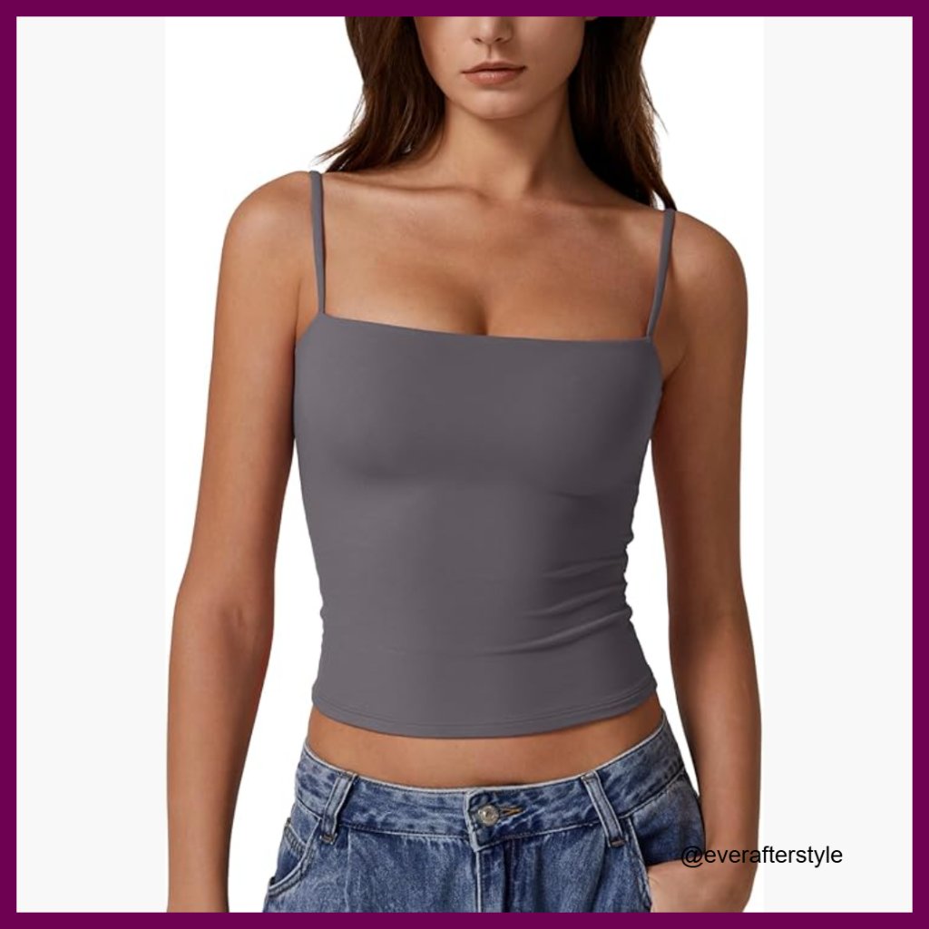 Double Lined Tank Top With Adjustable Spaghetti Straps, 75% Nylon 25% Spandex